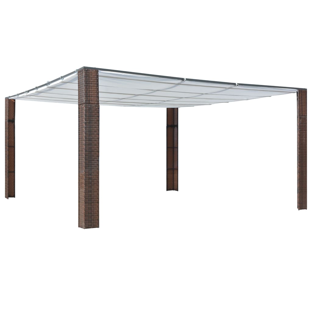 Gazebo | Brown and Cream | Powder-coated steel and PE rattan | 400x400 cm