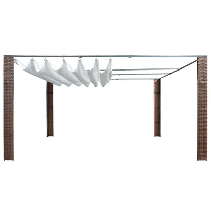 Gazebo | Brown and Cream | Powder-coated steel and PE rattan | 400x400 cm