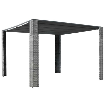 Gazebo with Roof Poly Rattan 300x300x220 cm Grey and Anthracite
