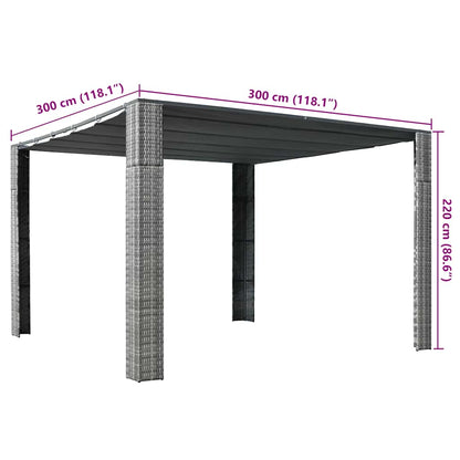 Gazebo with Roof Poly Rattan 300x300x220 cm Grey and Anthracite