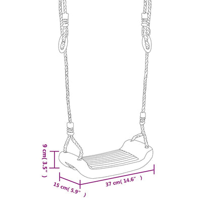 Swing Seat with Rope Ladder Blue 37x15 cm PE