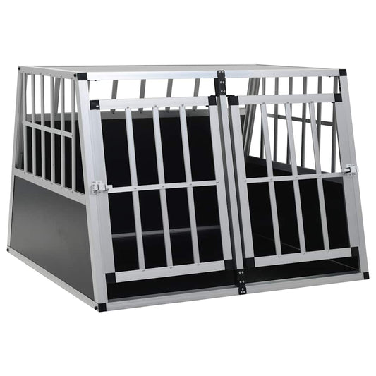 Dog Cage | Silver | Aluminium,MDF | Medium | Portable | Dog Cage