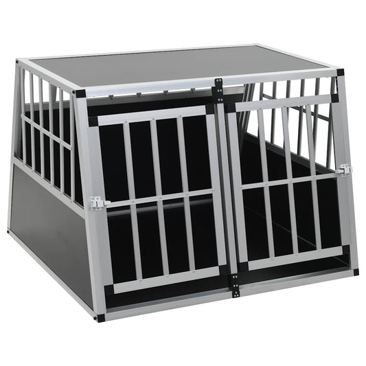 Dog Cage | Silver | Aluminium,MDF | Medium | Portable | Dog Cage