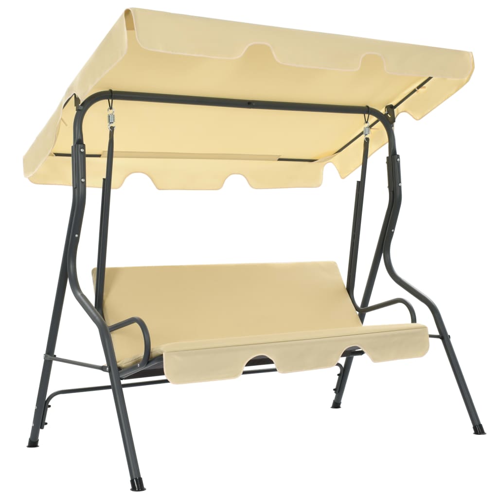 Garden Swing Bench Cream White 66.9"x43.3"x60.2