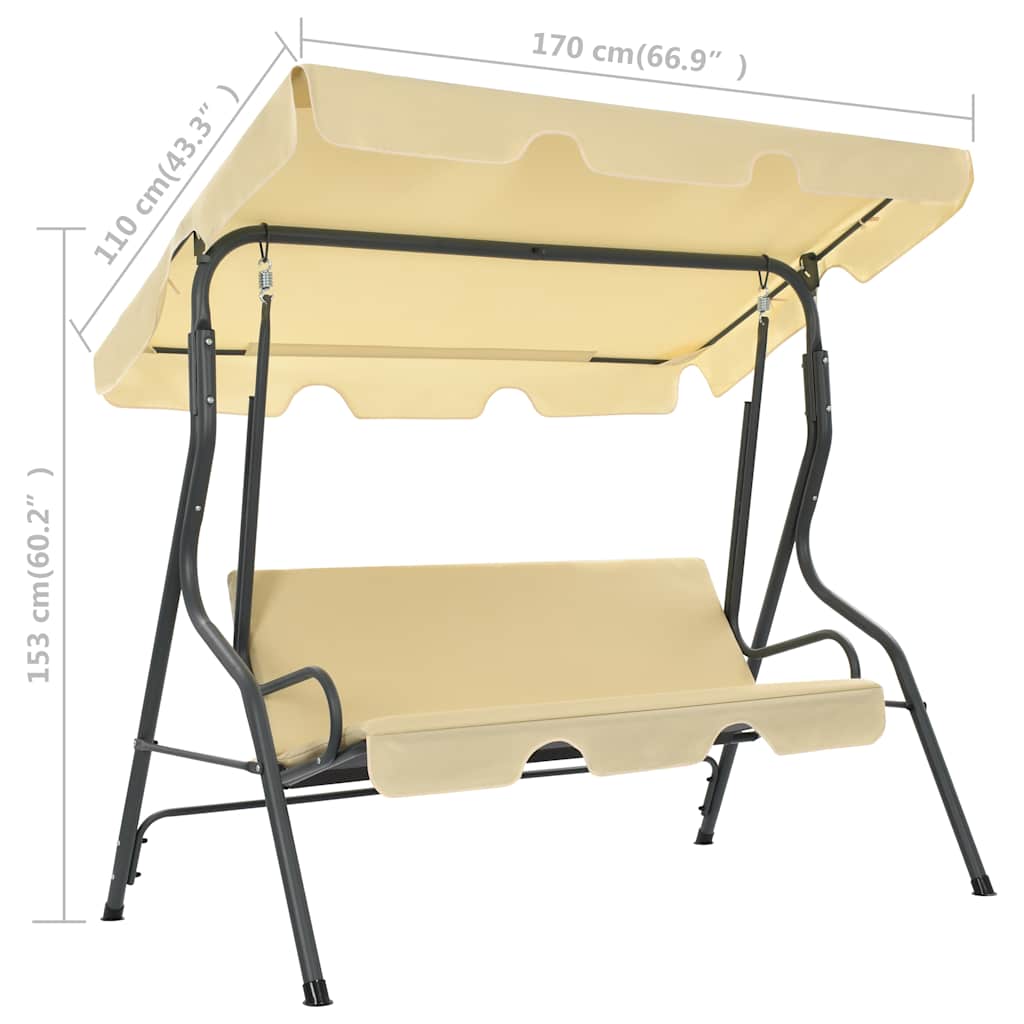 Garden Swing Bench Cream White 66.9"x43.3"x60.2