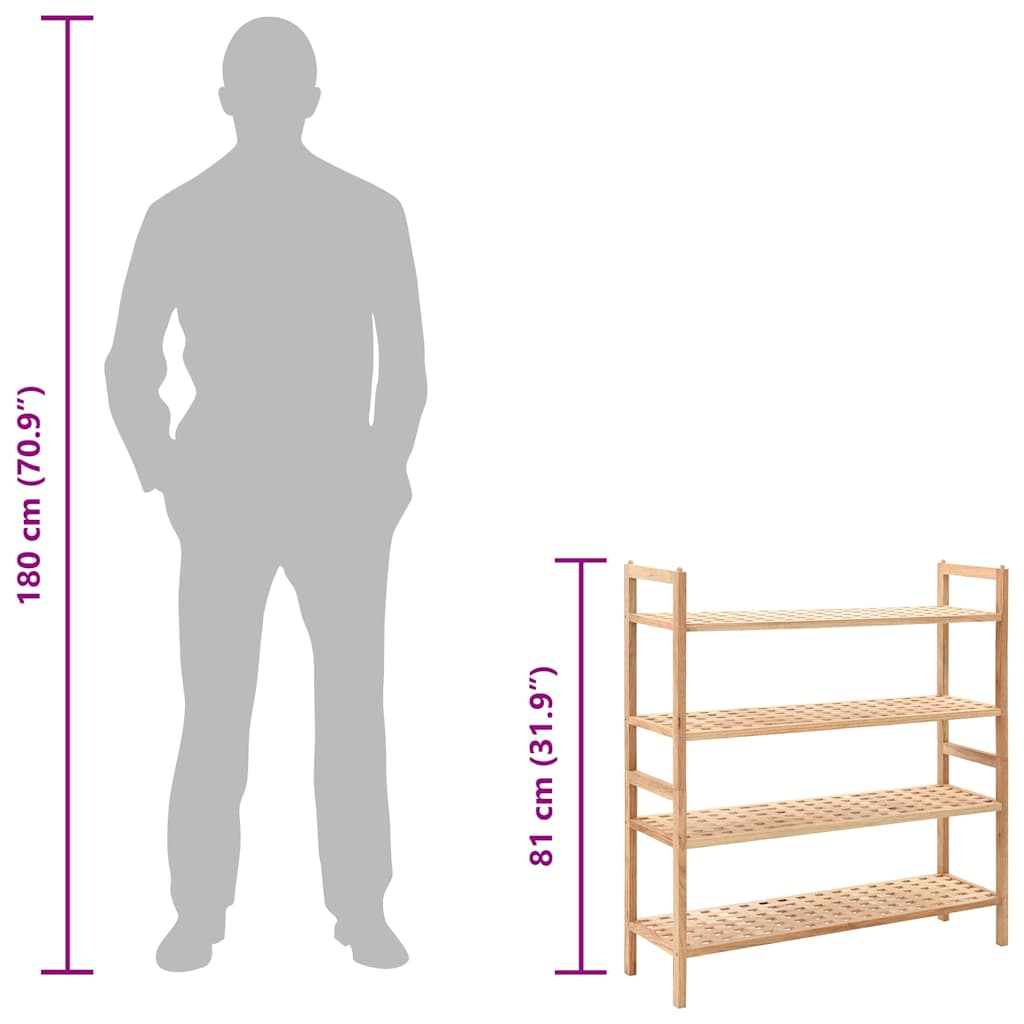 Shoe Rack Solid Walnut Wood 69x26x81 cm
