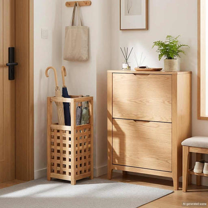Umbrella Stand Solid Walnut Wood 18x18x50 cm