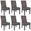 Dining Chairs 6 pcs Brown Kubu Rattan and Mango Wood