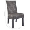 Dining Chairs 6 pcs Brown Kubu Rattan and Mango Wood