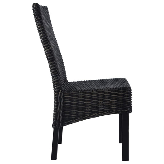 Dining Chairs 6 pcs Black Kubu Rattan and Mango Wood