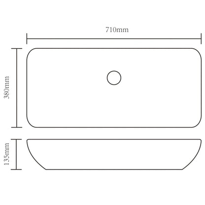 Bathroom Basin with Mixer Tap Ceramic Rectangular White