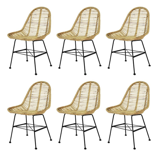 Dining Chair | Set of 6 | Natural rattan | Standard | Durable