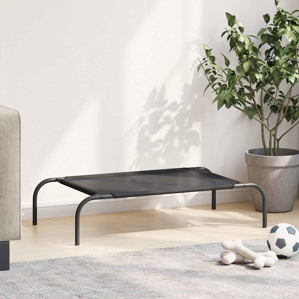 Dog Bed Black Textilene and Powder-Coated Steel Small Dog Bed