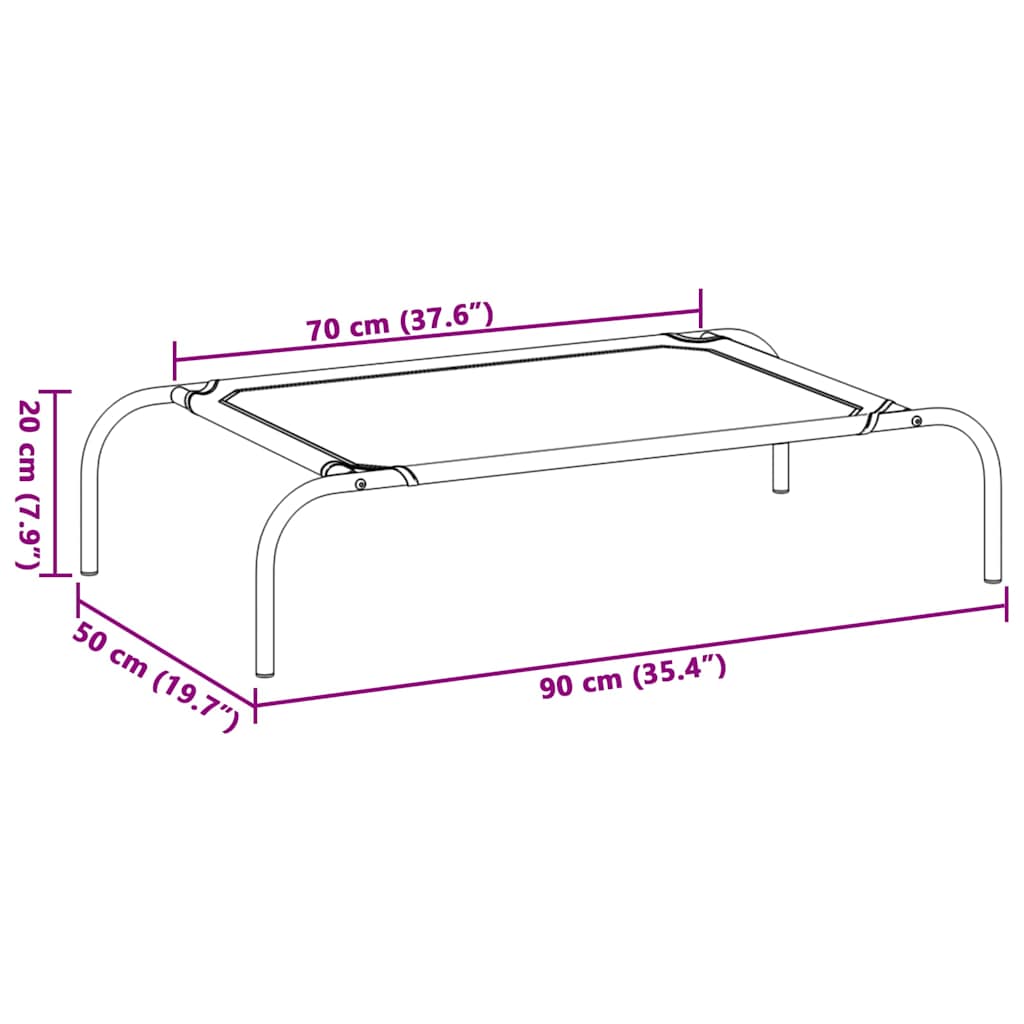 Dog Bed Black Textilene and Powder-Coated Steel Small Dog Bed