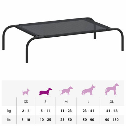 Dog Bed Black Textilene and Powder-Coated Steel Small Dog Bed
