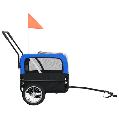 vidaXL Pet Bike Trailer Grey and Blue Oxford fabric and Steel 20.9 lb