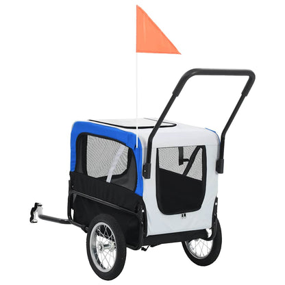 vidaXL Pet Bike Trailer Grey and Blue Oxford fabric and Steel 20.9 lb