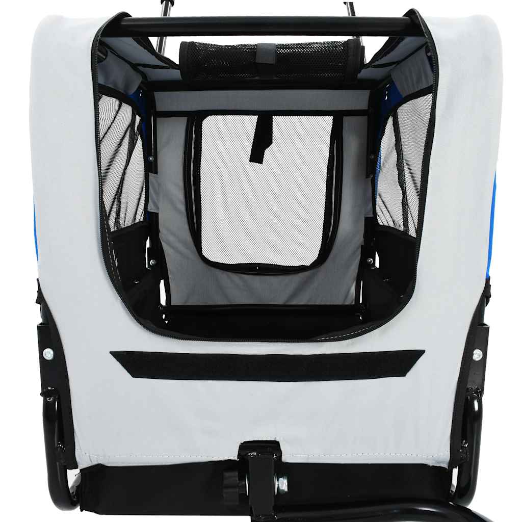 vidaXL Pet Bike Trailer Grey and Blue Oxford fabric and Steel 20.9 lb