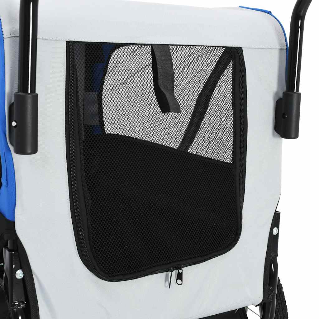 vidaXL Pet Bike Trailer Grey and Blue Oxford fabric and Steel 20.9 lb