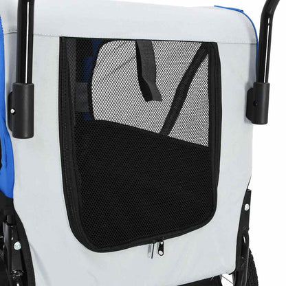 vidaXL Pet Bike Trailer Grey and Blue Oxford fabric and Steel 20.9 lb