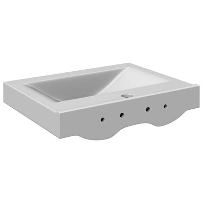 Wash Basin with Overflow 60x46x16 cm Ceramic Silver
