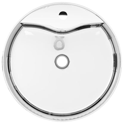 Wash Basin with Overflow 46.5x15.5 cm Ceramic Silver