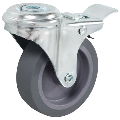 Bolt Hole Swivel Casters with Double Brakes 4 pcs 75 mm