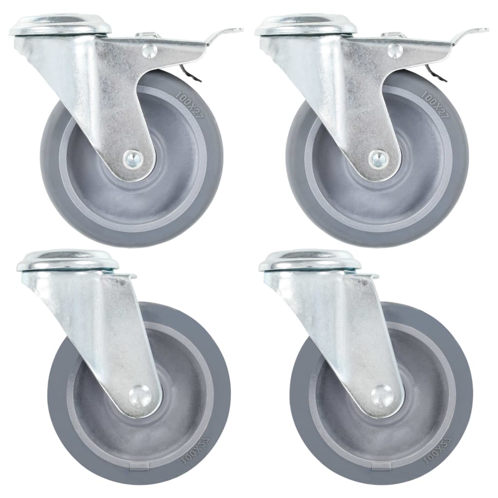 Bolt Hole Swivel Casters 4 pcs 100 mm