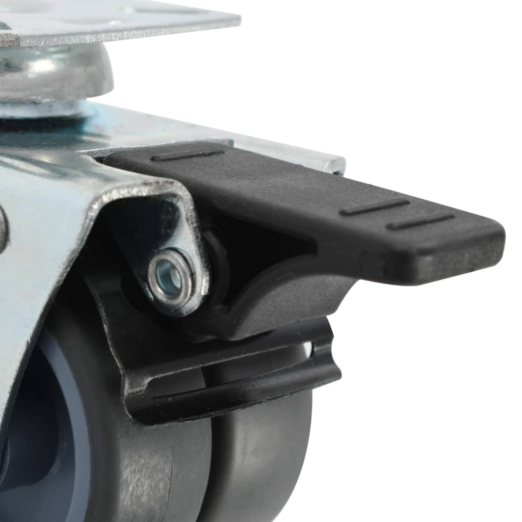 Twin-wheel Swivel Casters with Double Brakes 4 pcs 50 mm