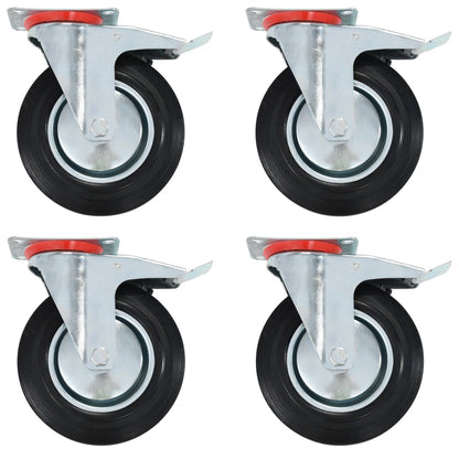 Swivel Casters with Double Brakes 4 pcs 200 mm