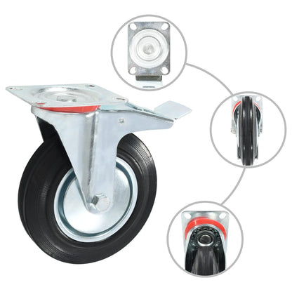 Swivel Casters with Double Brakes 4 pcs 200 mm
