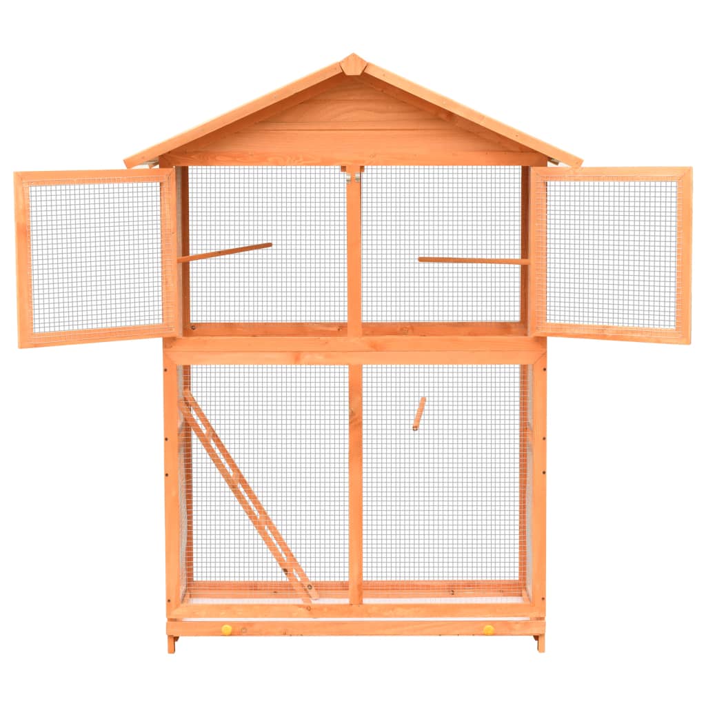 Bird Cage Brown and Green Pinewood, Polyester Large Bird Cage