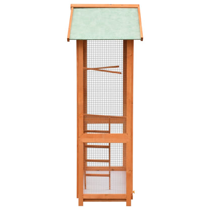 Bird Cage Brown and Green Pinewood, Polyester Large Bird Cage