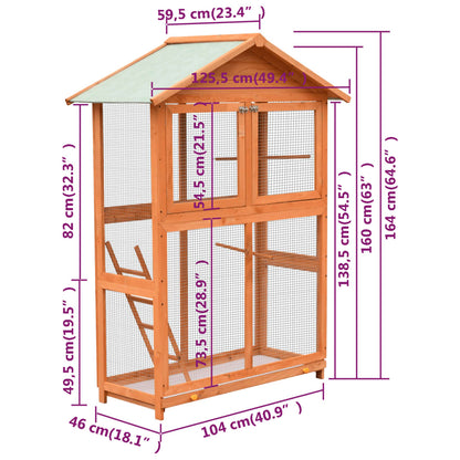 Bird Cage Brown and Green Pinewood, Polyester Large Bird Cage