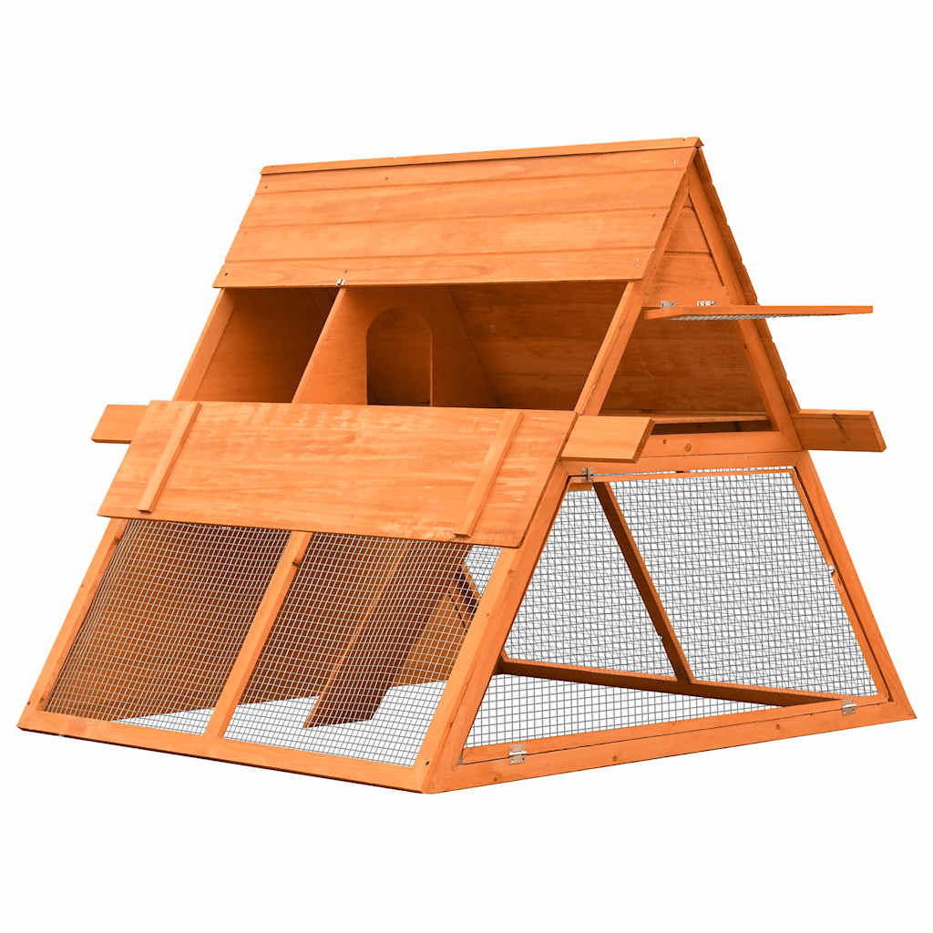 Rabbit Hutch Solid Pine & Fir Wood 59.8"x50.4"x42.5