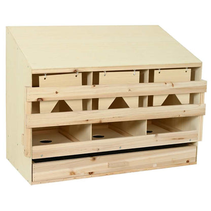 Chicken Laying Nest 3 Compartments 93x40x65 cm Solid Pine Wood