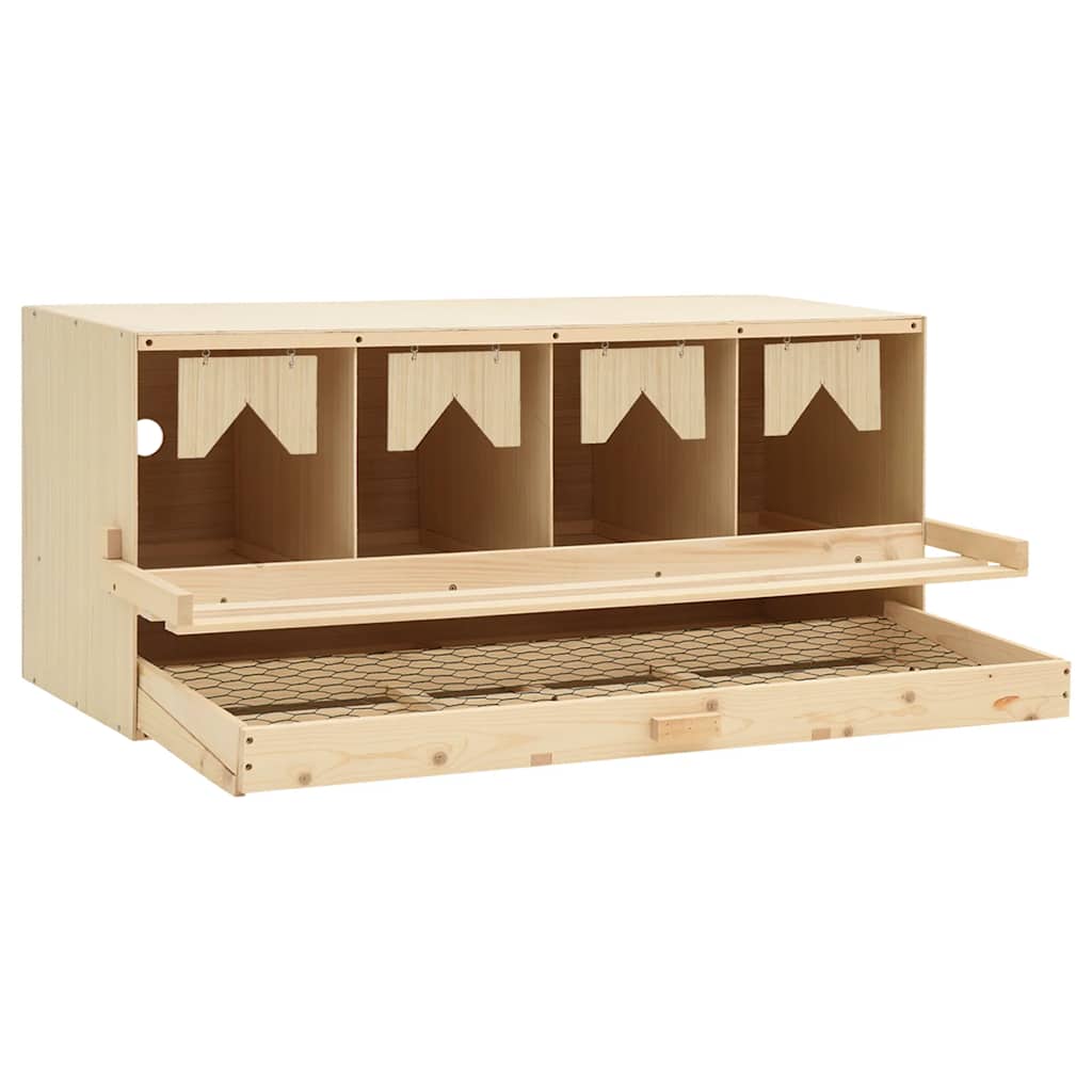 Chicken Laying Nest 4 Compartments 41.7"x15.7"x17.7" Solid Pine Wood
