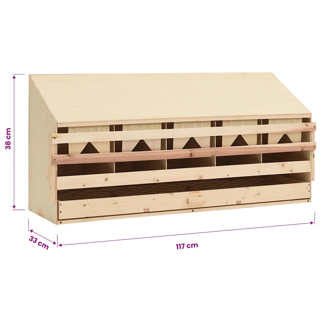 Chicken Laying Nest 5 Compartments 117x33x38 cm Solid Pine Wood