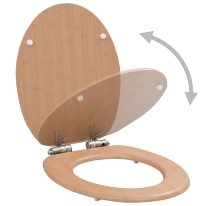 WC Toilet Seat with Soft Close Lid MDF Bamboo Design