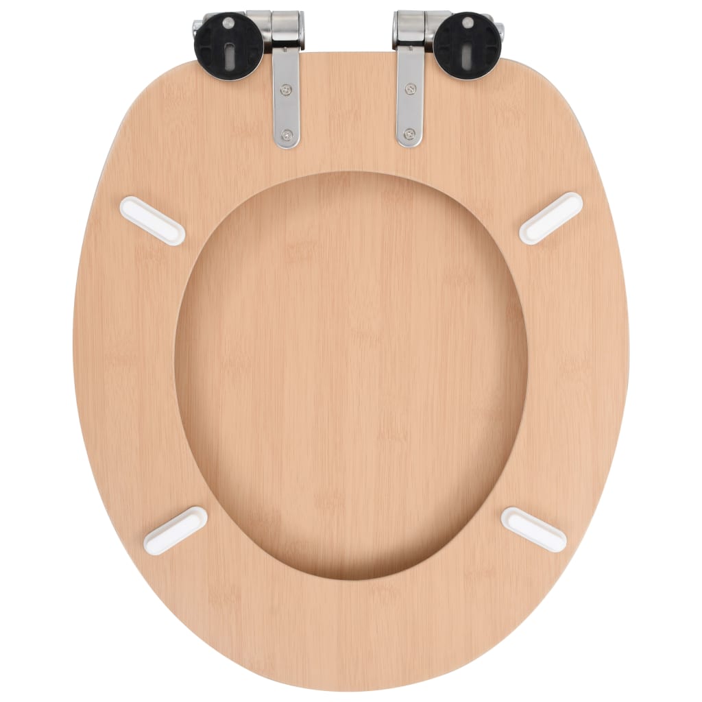 WC Toilet Seat with Soft Close Lid MDF Bamboo Design