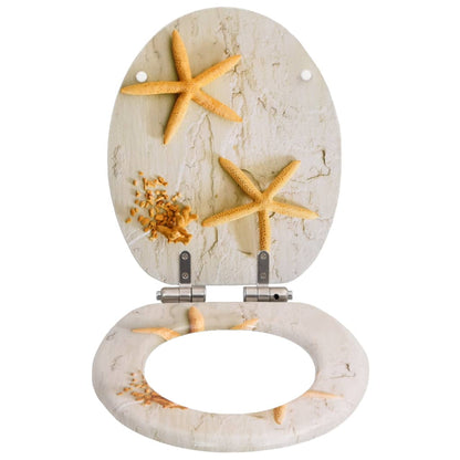 WC Toilet Seat with Soft Close Lid MDF Starfish Design