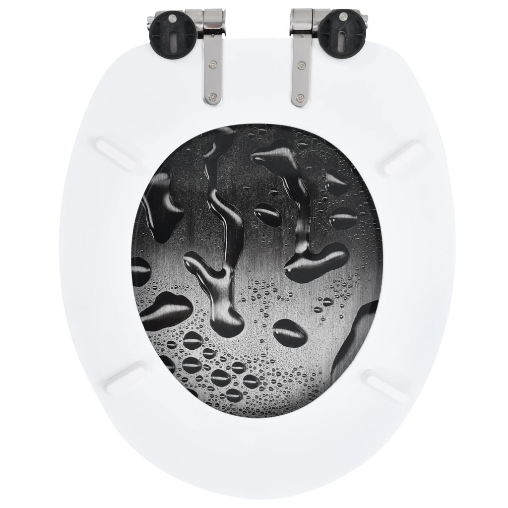 WC Toilet Seat with Soft Close Lid MDF Water Drop Design