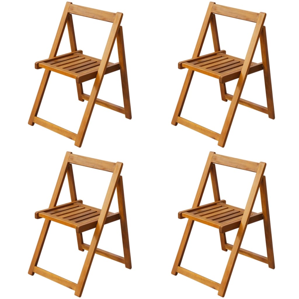 5 Piece Folding Patio Dining Set Solid Acacia Wood