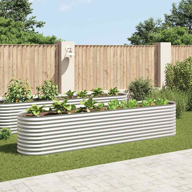 Garden Raised Bed 157.5"x31.5"x31.9" Galvanized Steel Silver