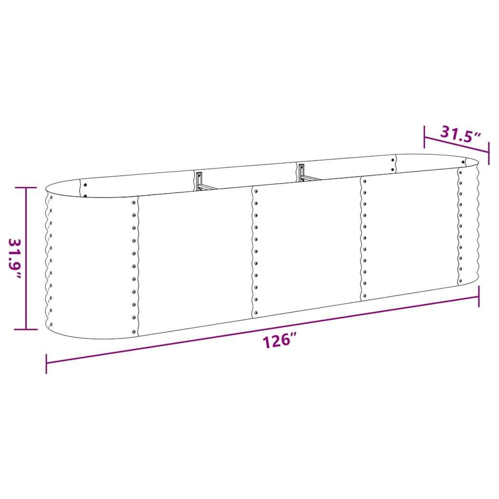 Garden Raised Bed | Silver | Galvanised Steel | 320 x 80 x 81 cm