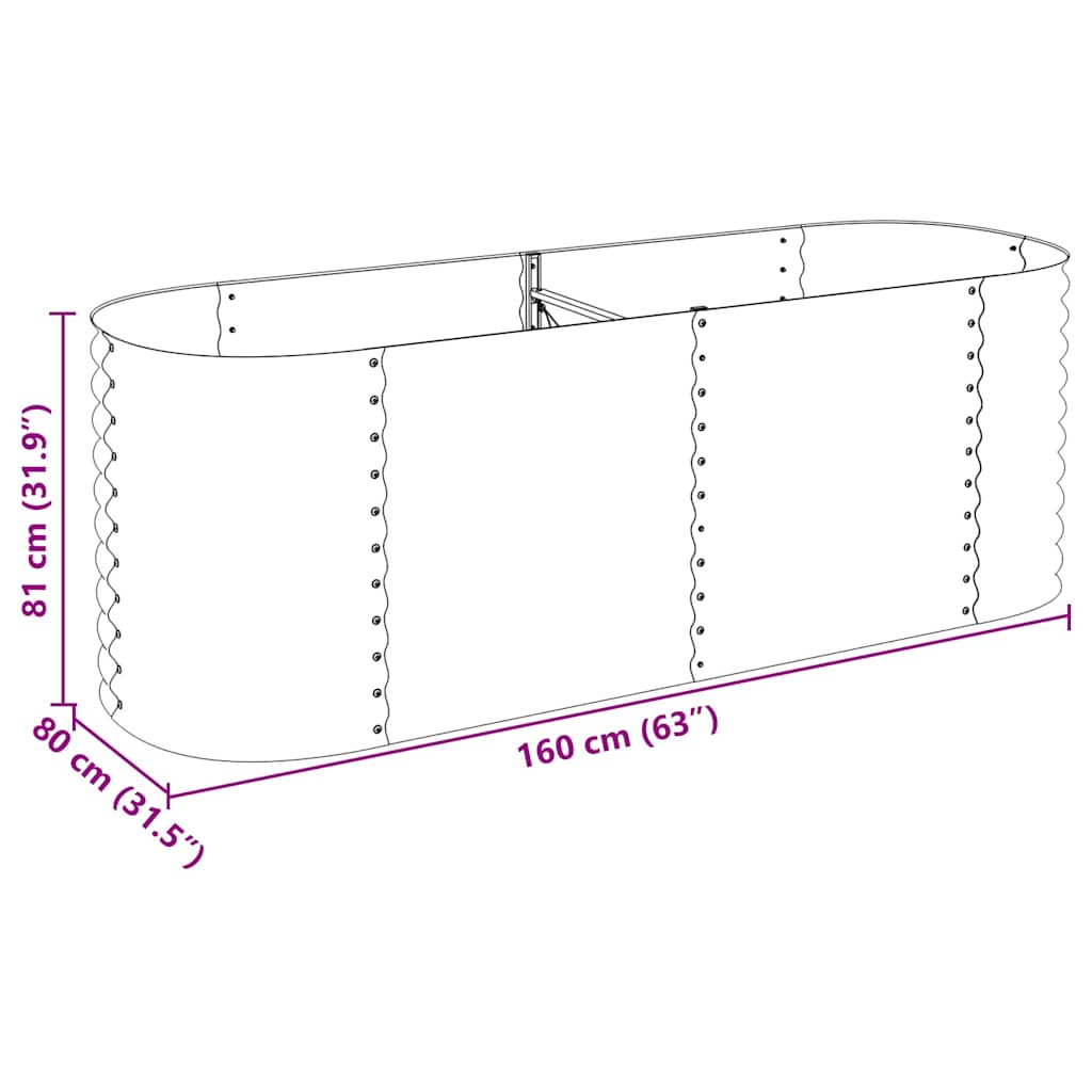 Garden Raised Bed Silver Galvanized steel Large Durable