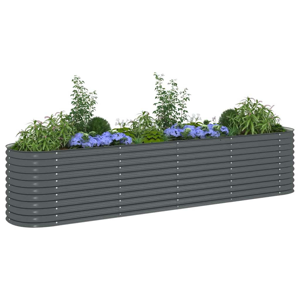 Garden Raised Bed Grey Galvanized Steel 157.5 x 31.5 x 31.9 in