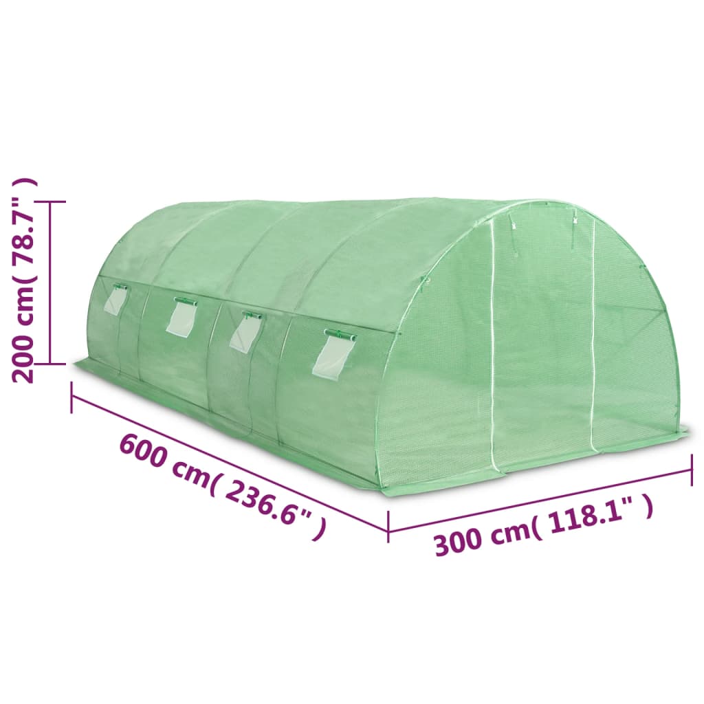 Greenhouse | Green | PE (polyethylene) mesh fabric, Galvanised steel