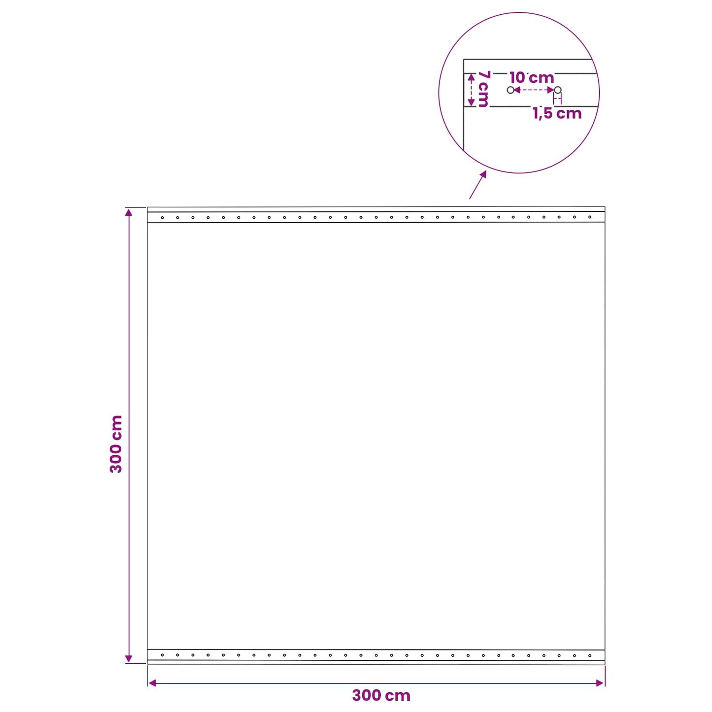 45552 vidaXL Leno Tarpaulin 260 g/m² 3x3 m White
