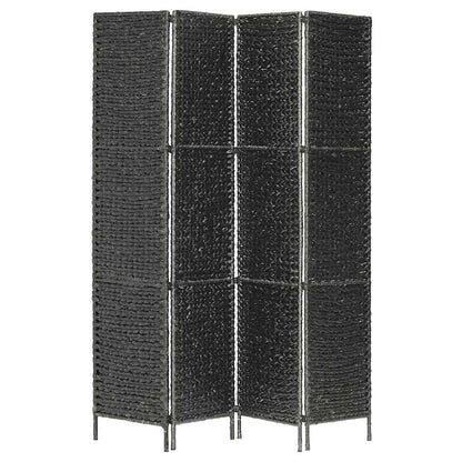4-Panel Room Divider Black 154x160 cm Water Hyacinth